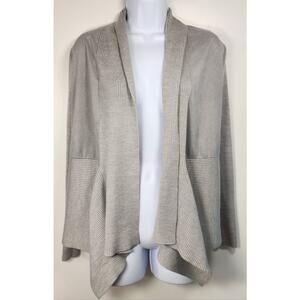 Verve Ami Gray Open Front Cardigan Ribbed Draped Cozy Minimalist S